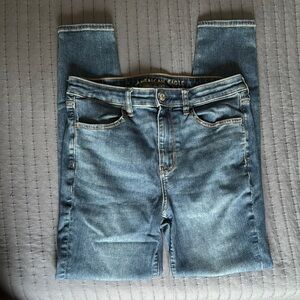 American Eagle Outfitters Blue Jeggings with Worn-In Look